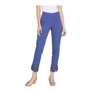 Isaac Mizrahi Live! 24/7 Stretch Pants with Crochet Hem Periwinkle Blue Size 16